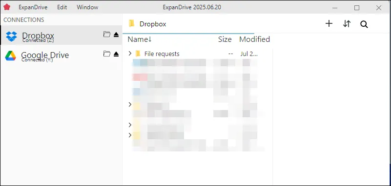 Giao diện chính ExpanDrive trên Windows 11
