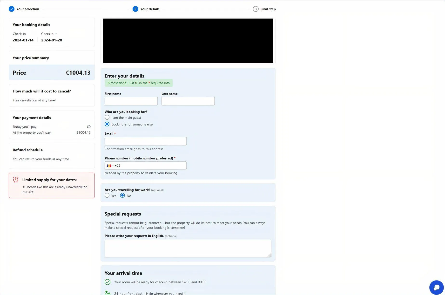 Giao diện mẫu trang phishing giả mạo Booking.com của Telekopye