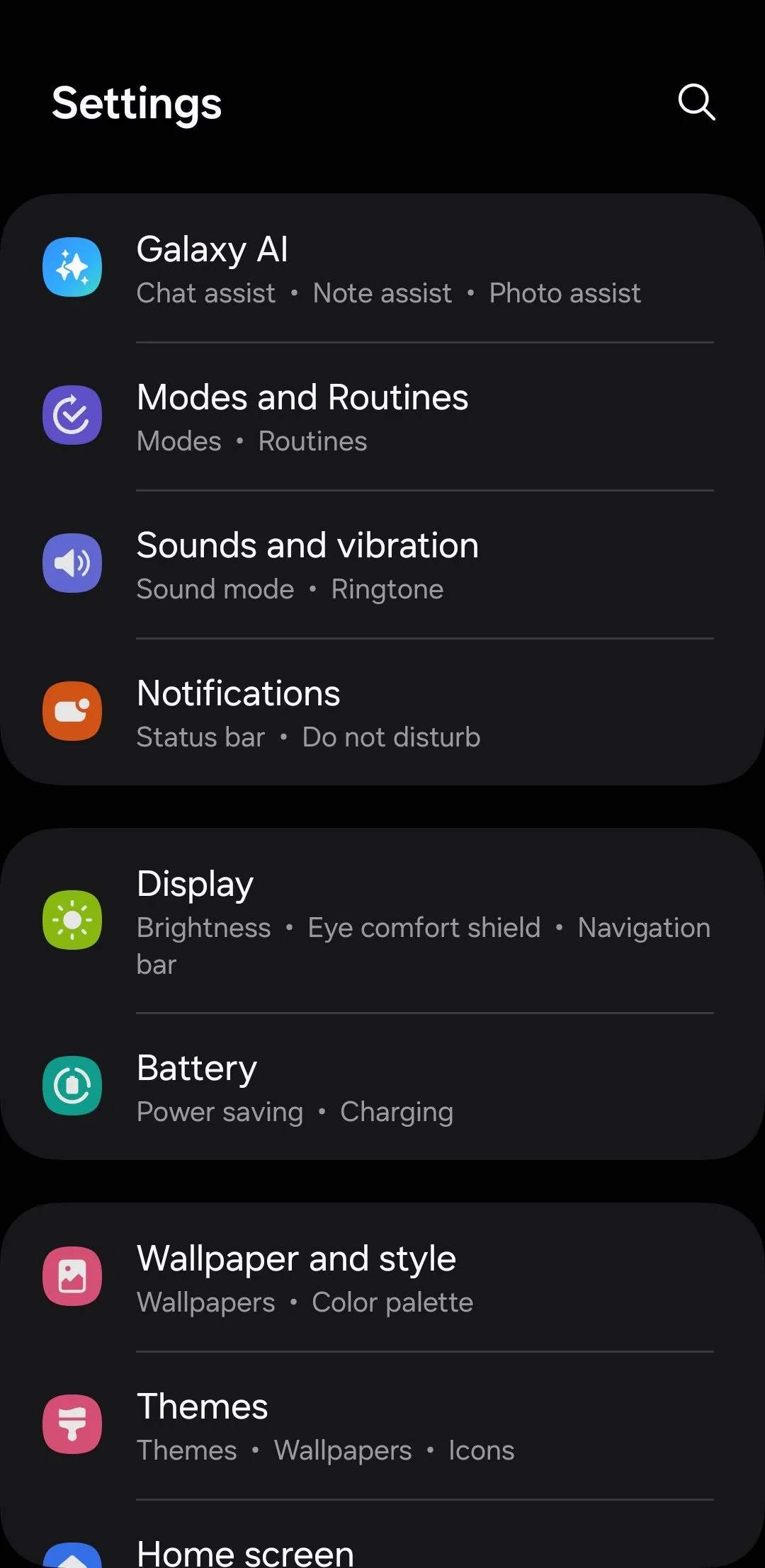 Giao diện menu Âm thanh và Rung trên điện thoại Samsung, hiển thị tùy chọn tắt tiếng và cài đặt tạm thời tắt tiếng