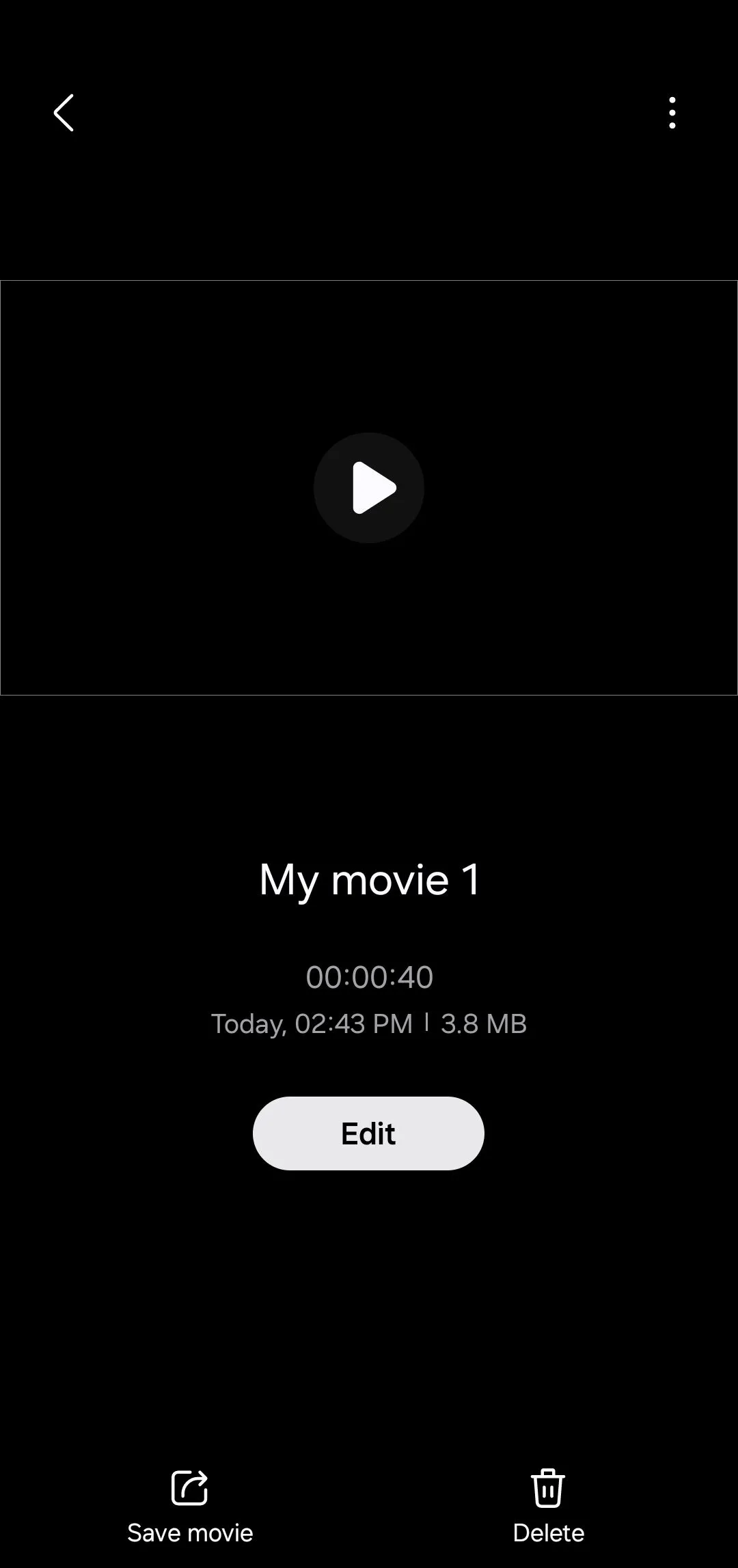 Giao diện quản lý dự án video trong ứng dụng Samsung Studio trên điện thoại Galaxy.