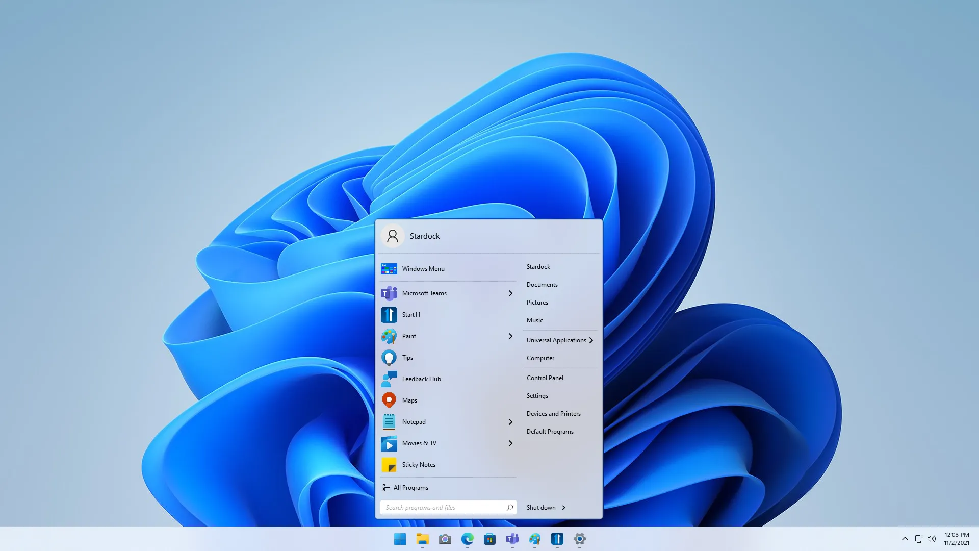 Giao diện Start11 trên Windows 11