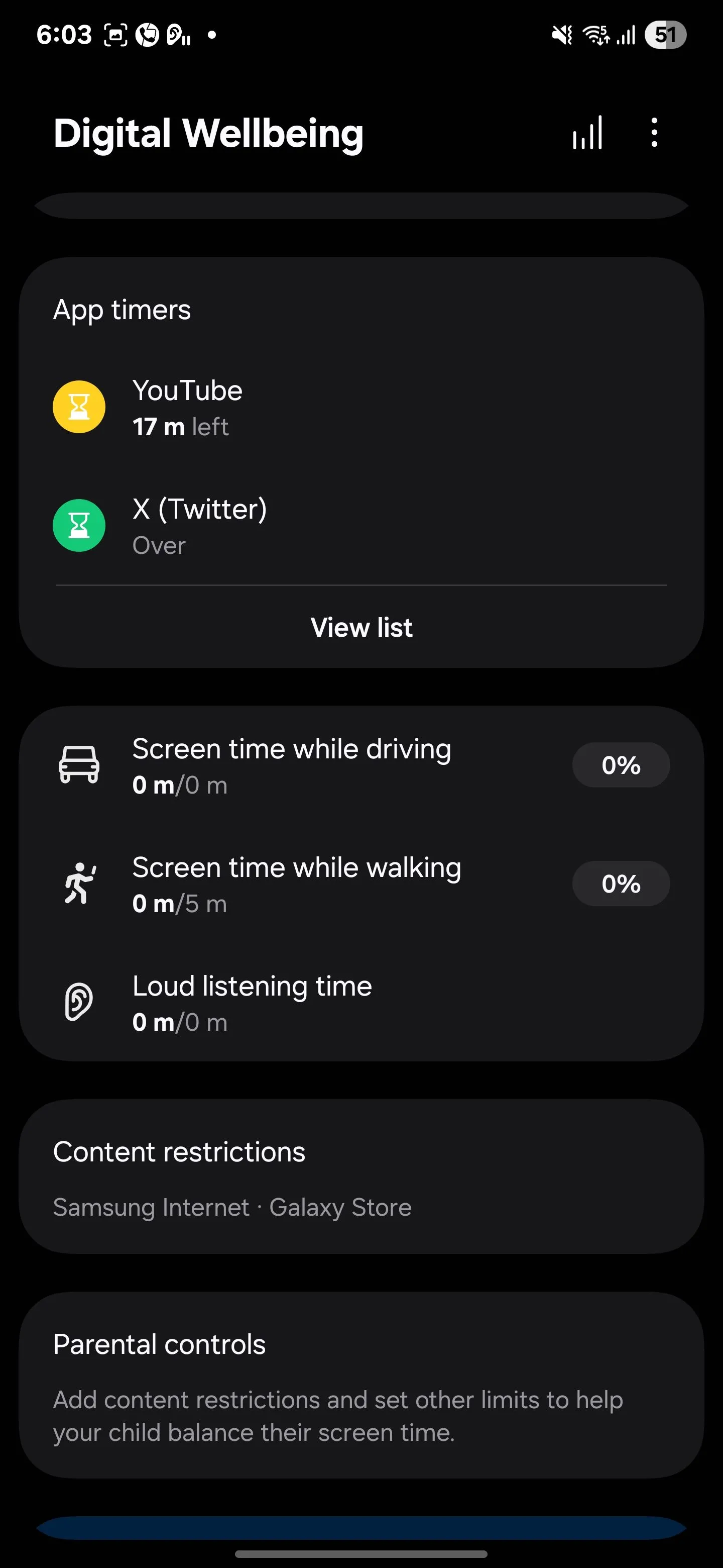 Giao diện thiết lập bộ hẹn giờ ứng dụng (App Timers) trong Digital Wellbeing của Samsung.