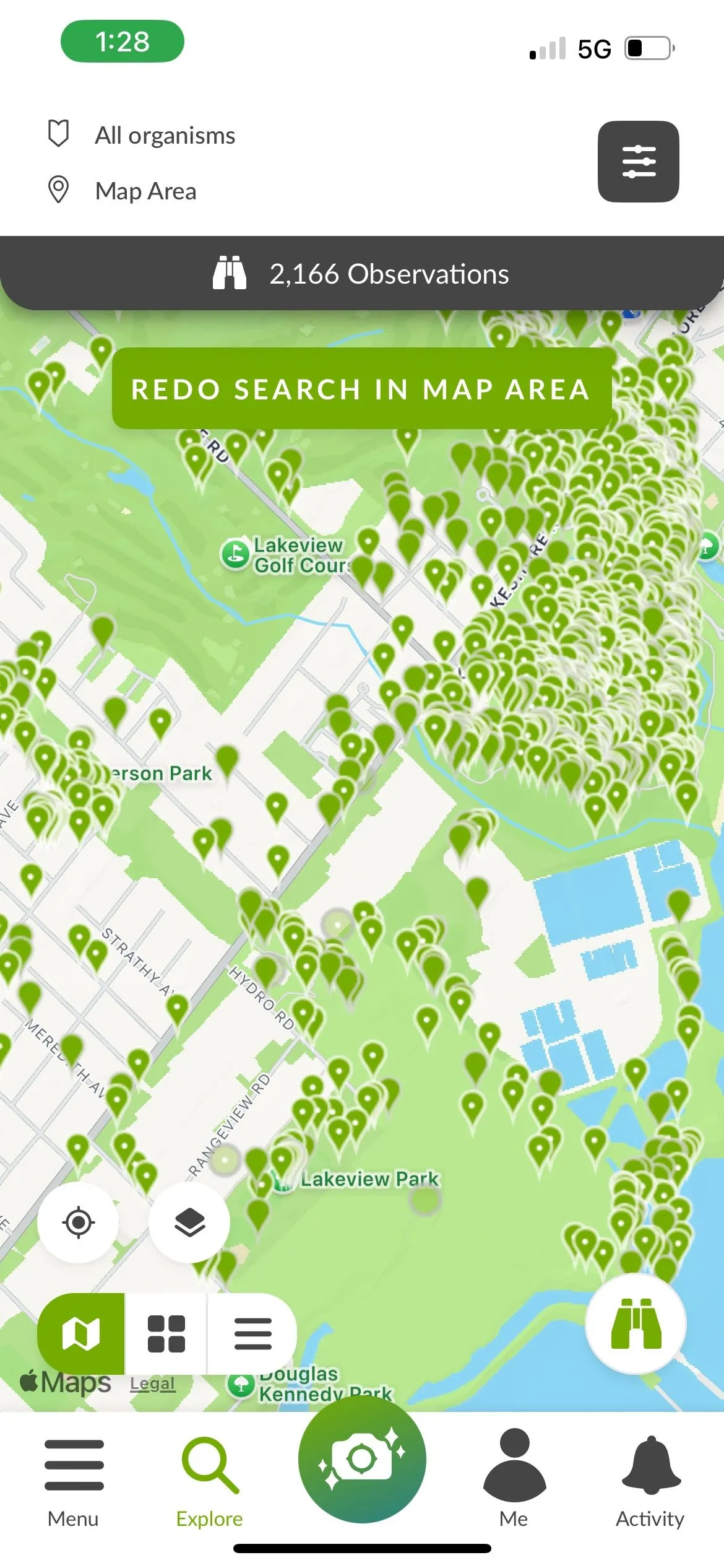 Giao diện ứng dụng iNaturalist, hỗ trợ tìm hiểu và ghi nhận thông tin về động vật hoang dã xung quanh