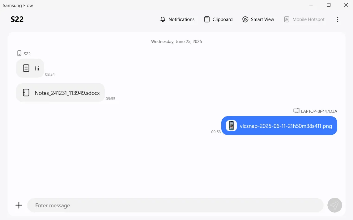 Giao diện ứng dụng Samsung Flow trên máy tính Windows