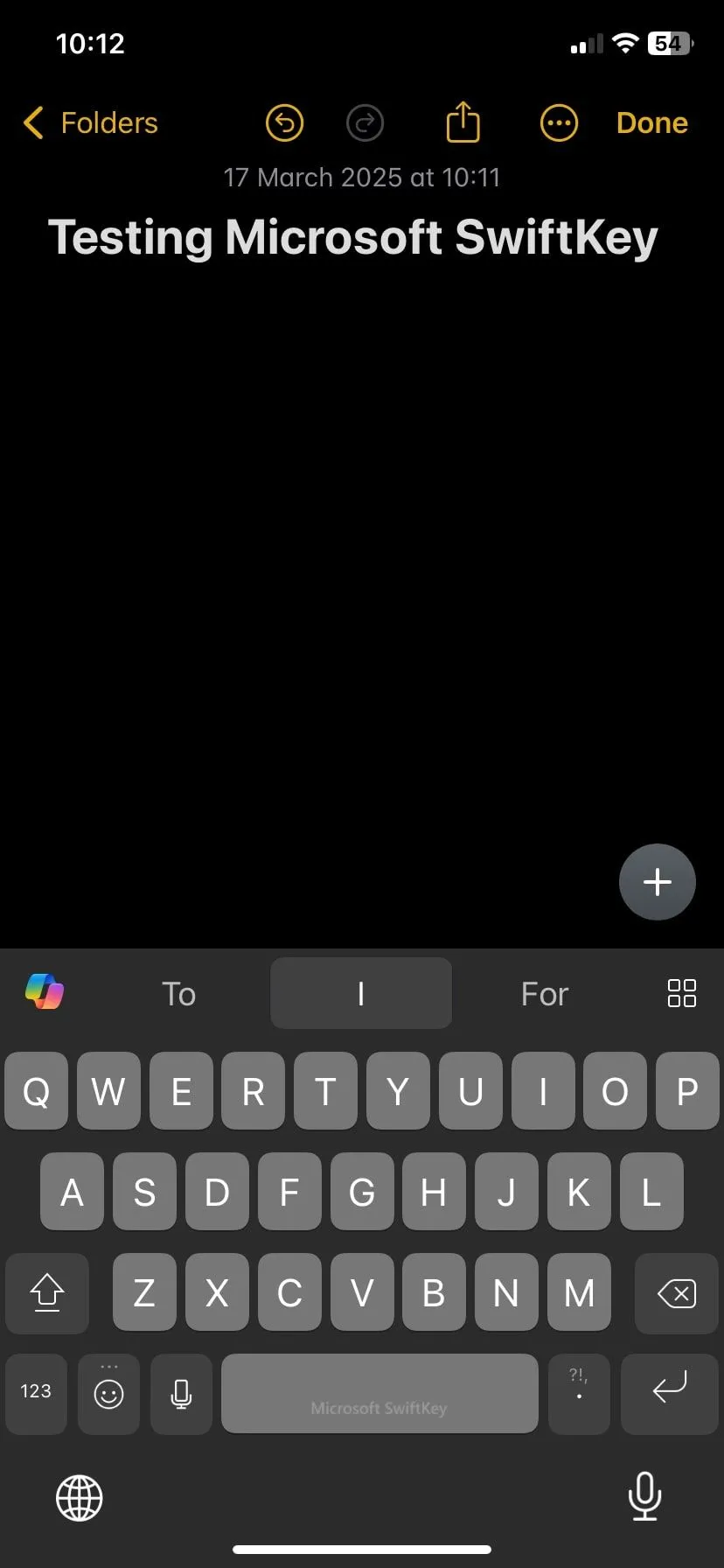 Gõ phím với bàn phím Microsoft SwiftKey trên ứng dụng Ghi chú