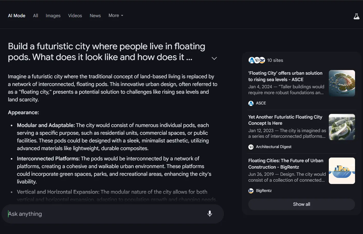 Google AI Mode phản hồi sáng tạo theo định dạng cố định