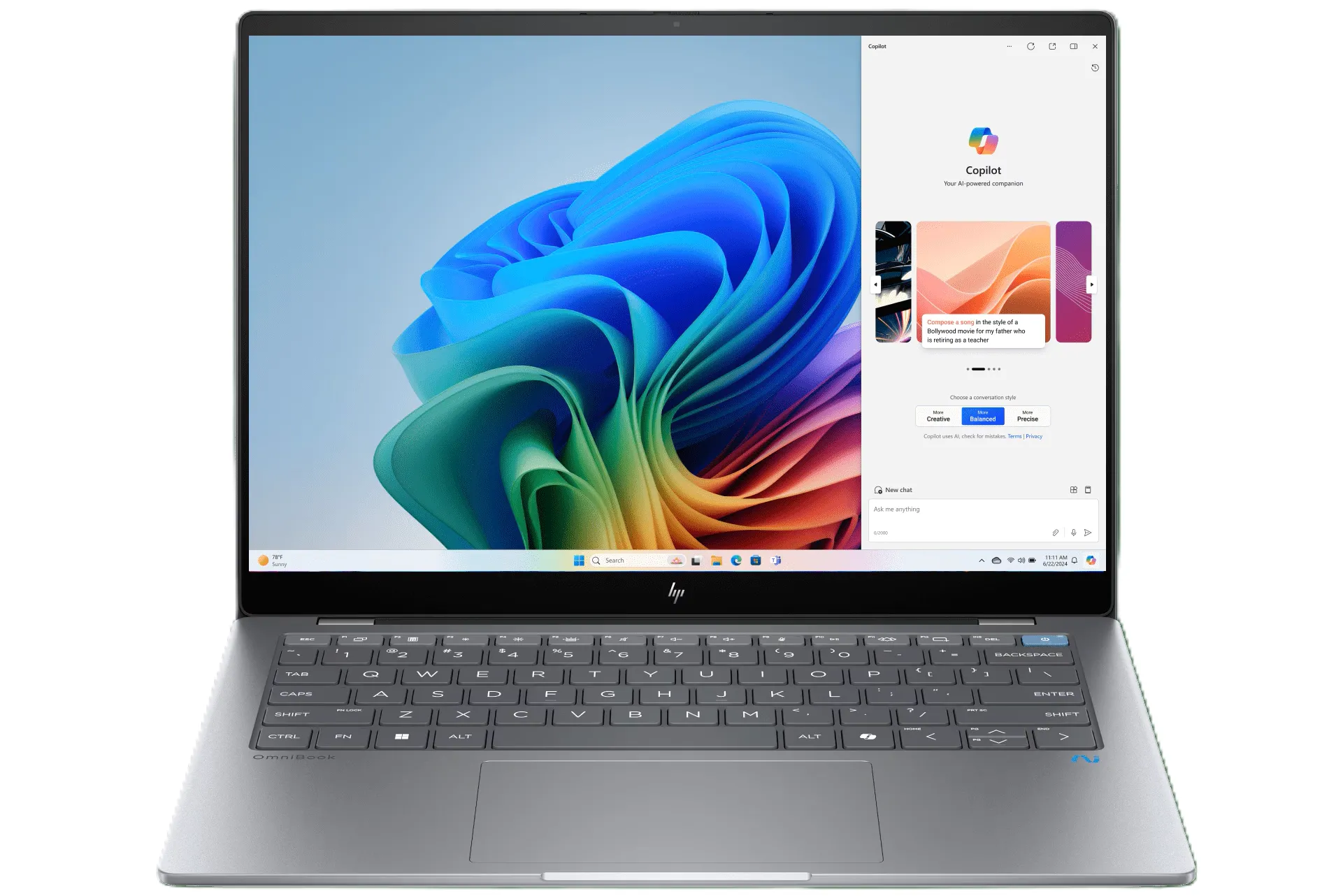 HP OmniBook X với bàn phím và màn hình rõ nét