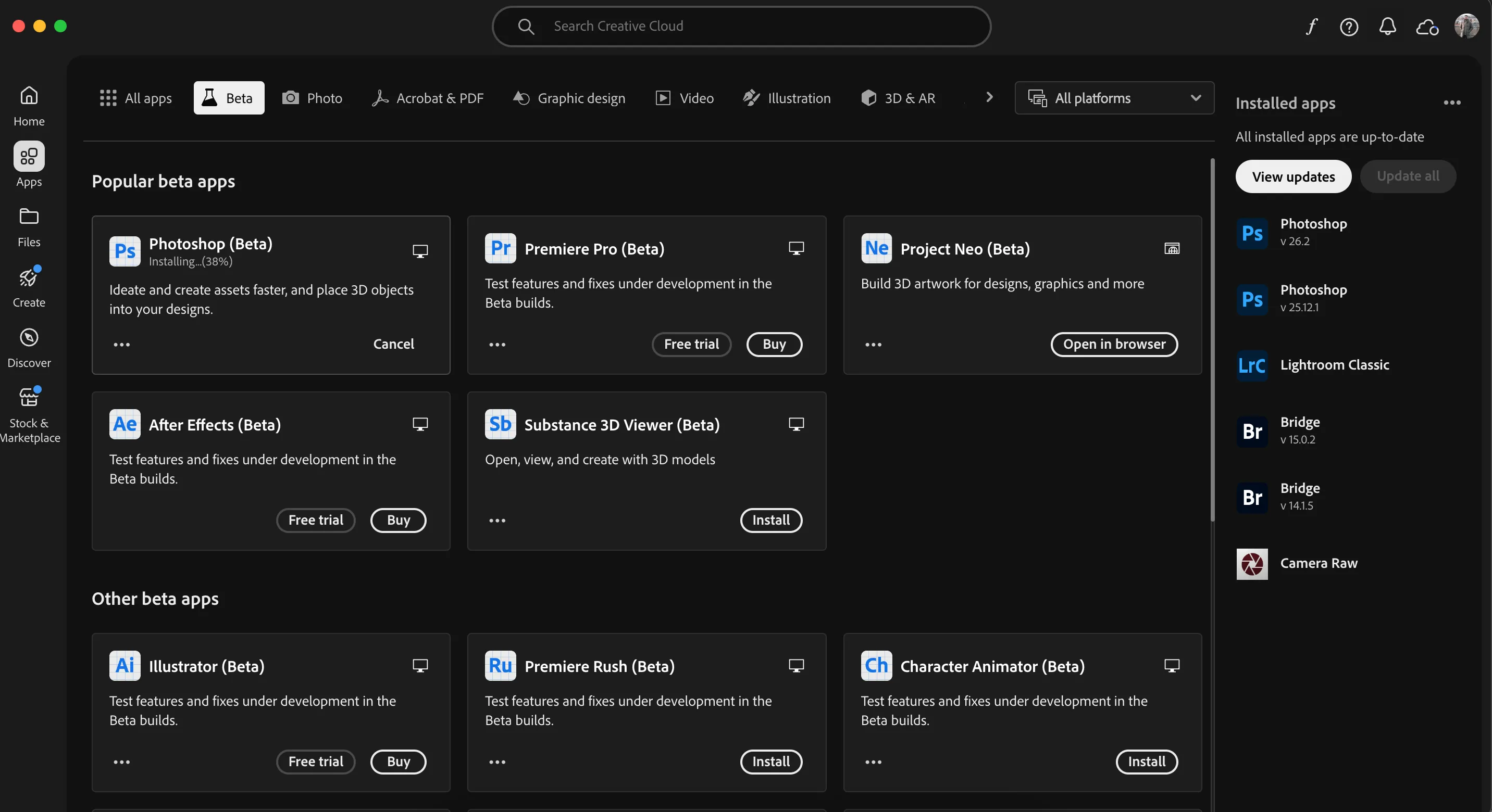 Hướng dẫn tải Photoshop Beta qua Adobe Creative Cloud