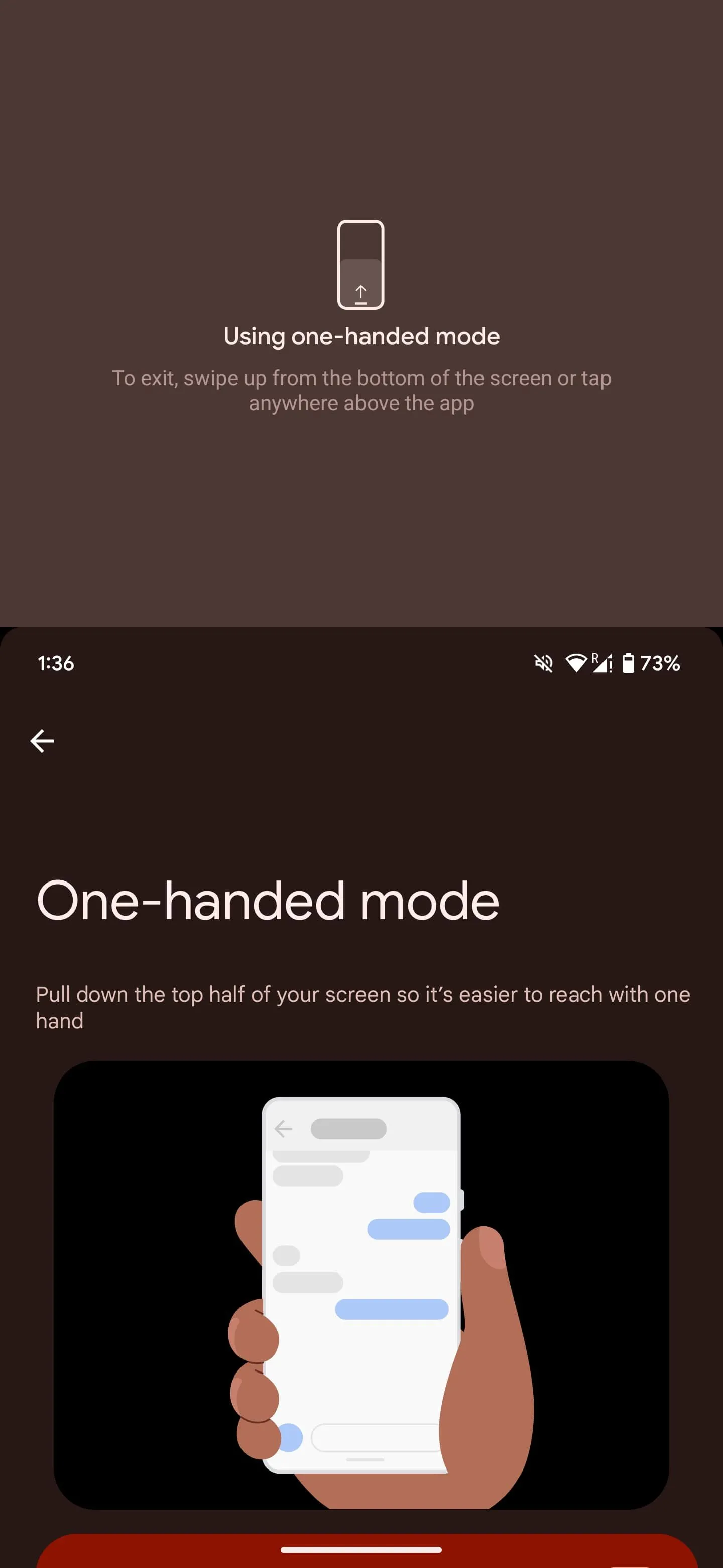 Kéo màn hình từ phía dưới để bật chế độ một tay trên Android