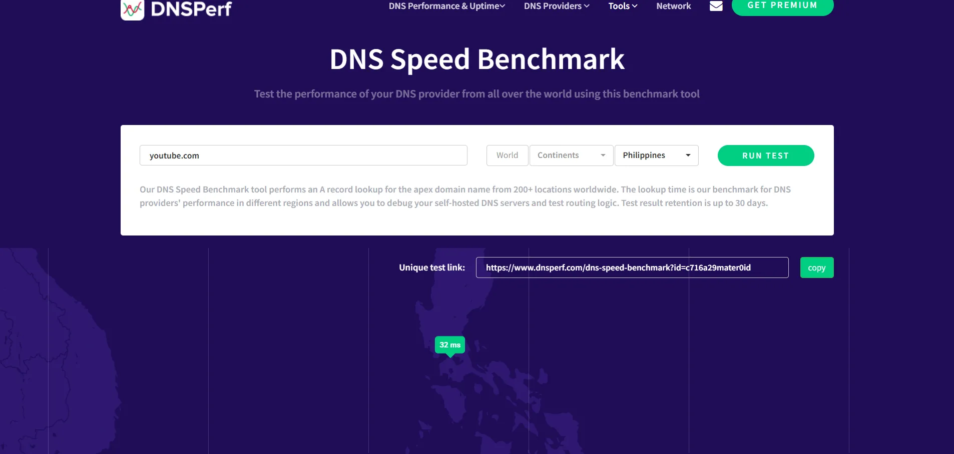 Kết quả kiểm tra DNSPerf cho thấy tốc độ phản hồi của Google DNS sau khi thay đổi cài đặt
