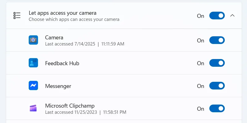 Kiểm soát quyền truy cập Camera của ứng dụng trên Windows 11