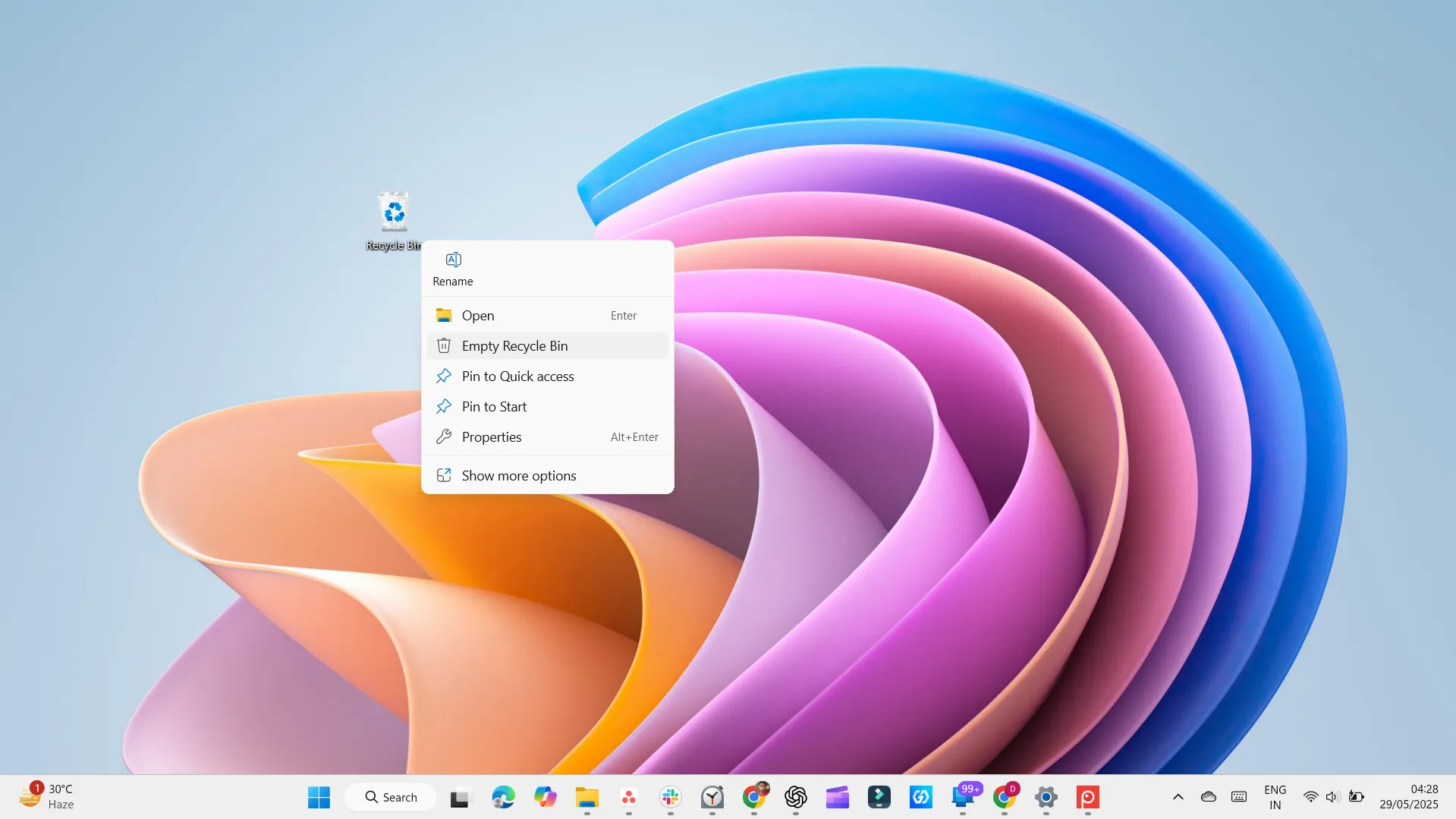 Làm trống thùng rác trên Windows để tối ưu lưu trữ