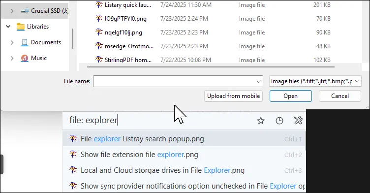 Listray save open dialog box toolbar