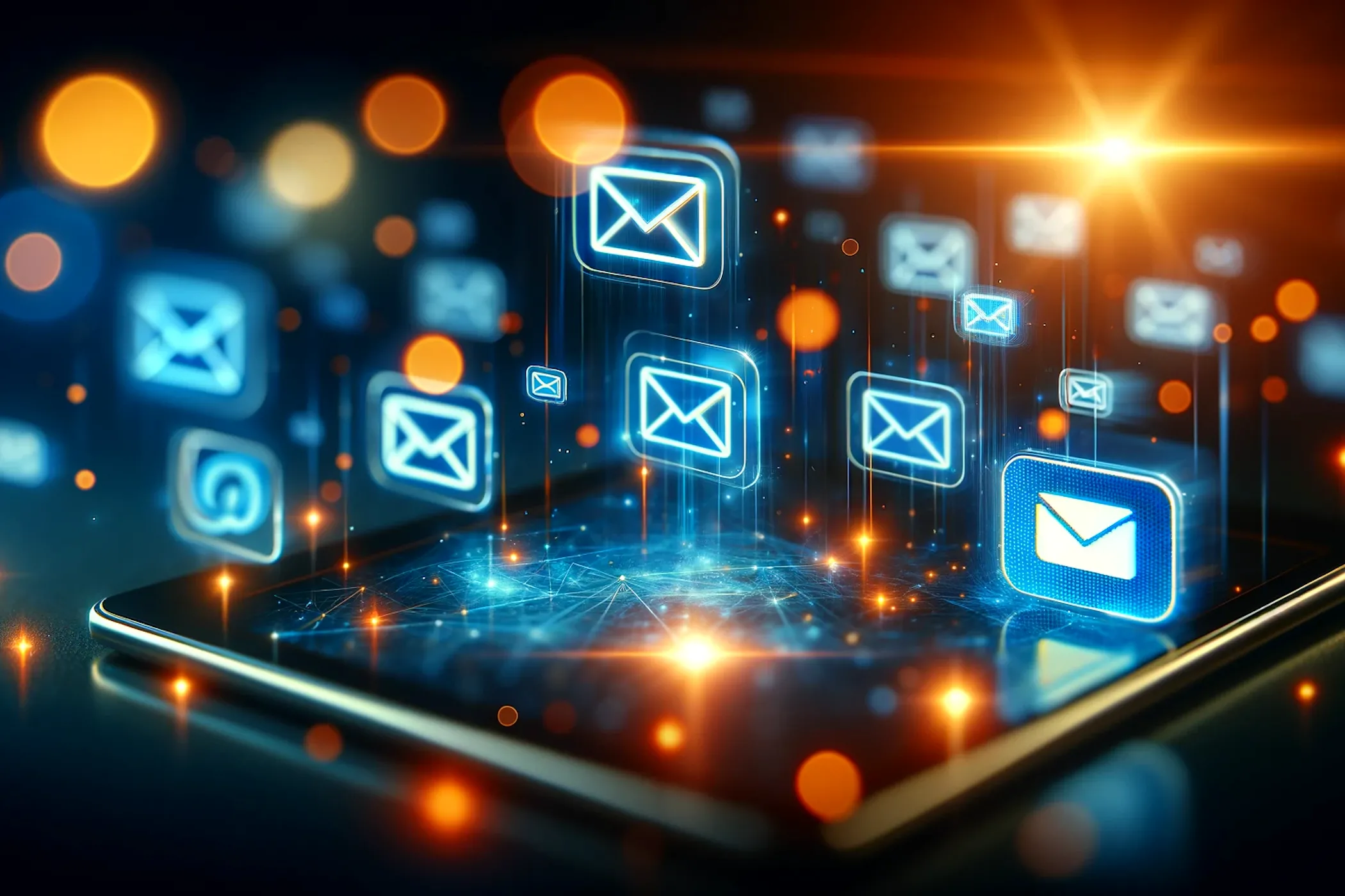 Logo email hiện ra từ thiết bị máy tính bảng