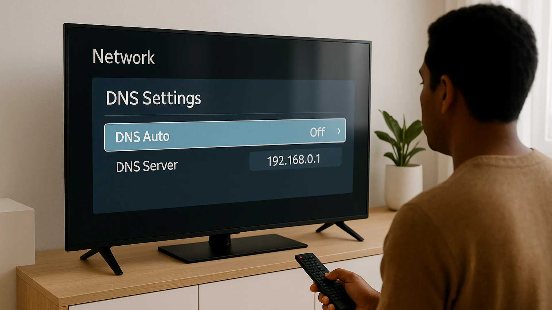 Màn hình cài đặt DNS trên Smart TV