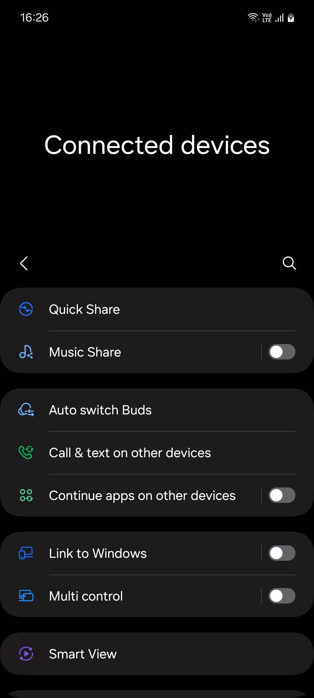 Menu Thiết bị đã kết nối trong Cài đặt Samsung One UI 6.1, cho phép bật tính năng &quot;Tiếp tục ứng dụng trên thiết bị khác&quot; (Continuity Service).