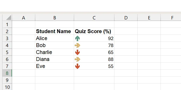 Minh họa xu hướng tăng giảm bằng bộ biểu tượng Icon Sets trong Excel