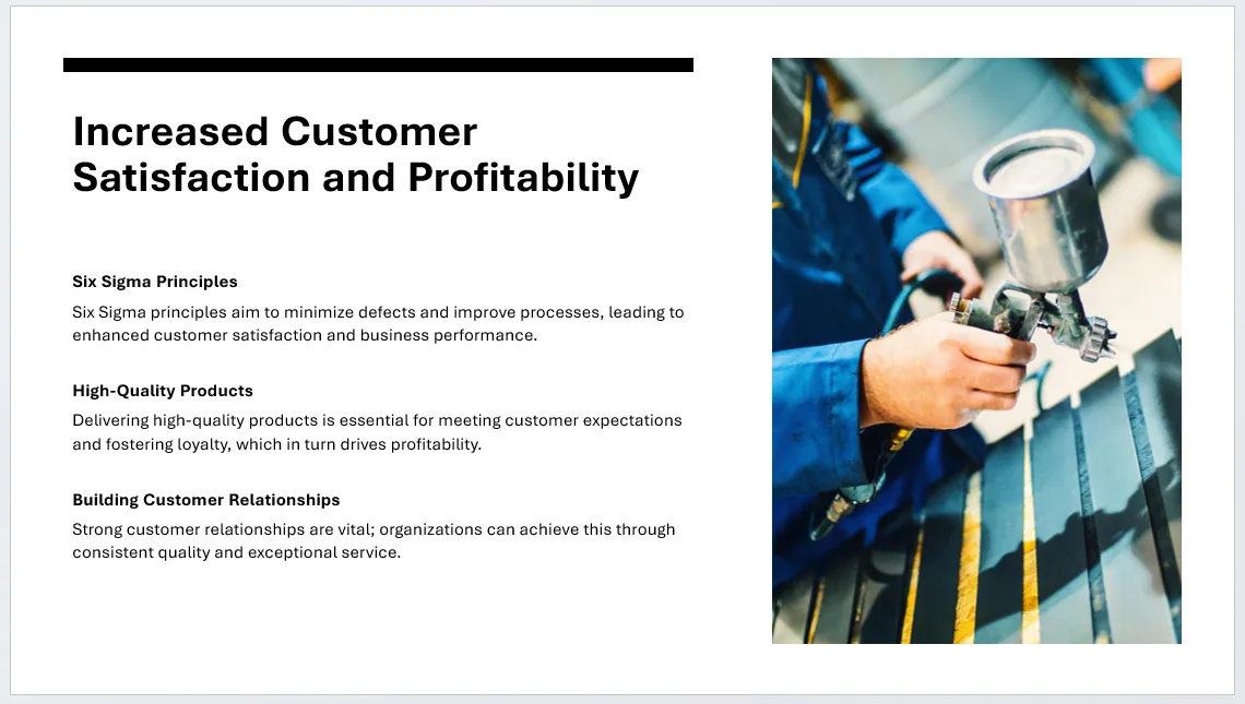Một slide thuyết trình cơ bản được Copilot tạo ra trong PowerPoint.