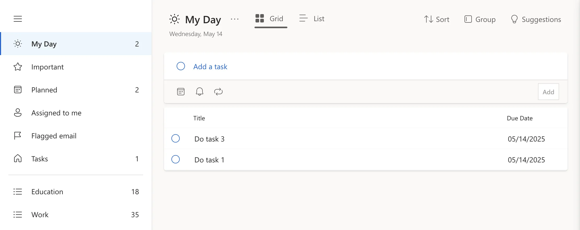 Mục 'My Day' trong Microsoft To Do hiển thị các tác vụ cần hoàn thành trong ngày.
