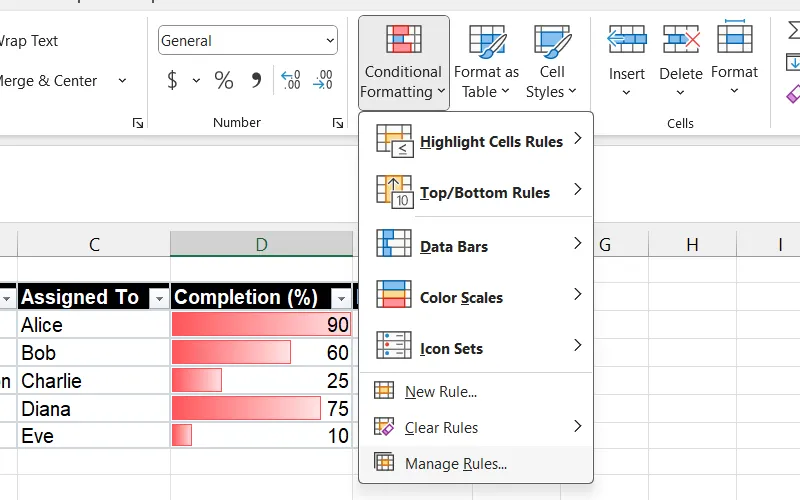 Quản lý các quy tắc định dạng có điều kiện trong Excel