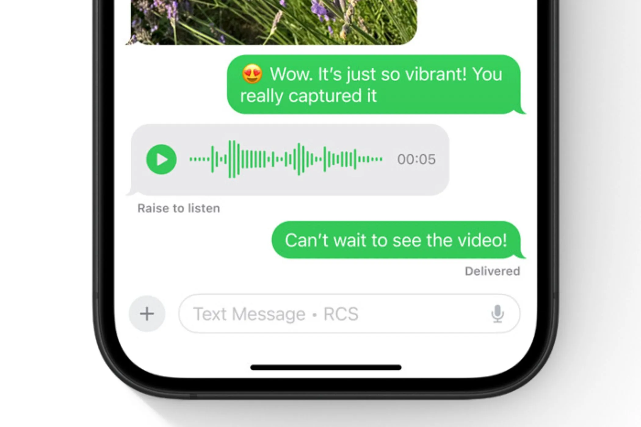RCS hiển thị trên màn hình iPhone