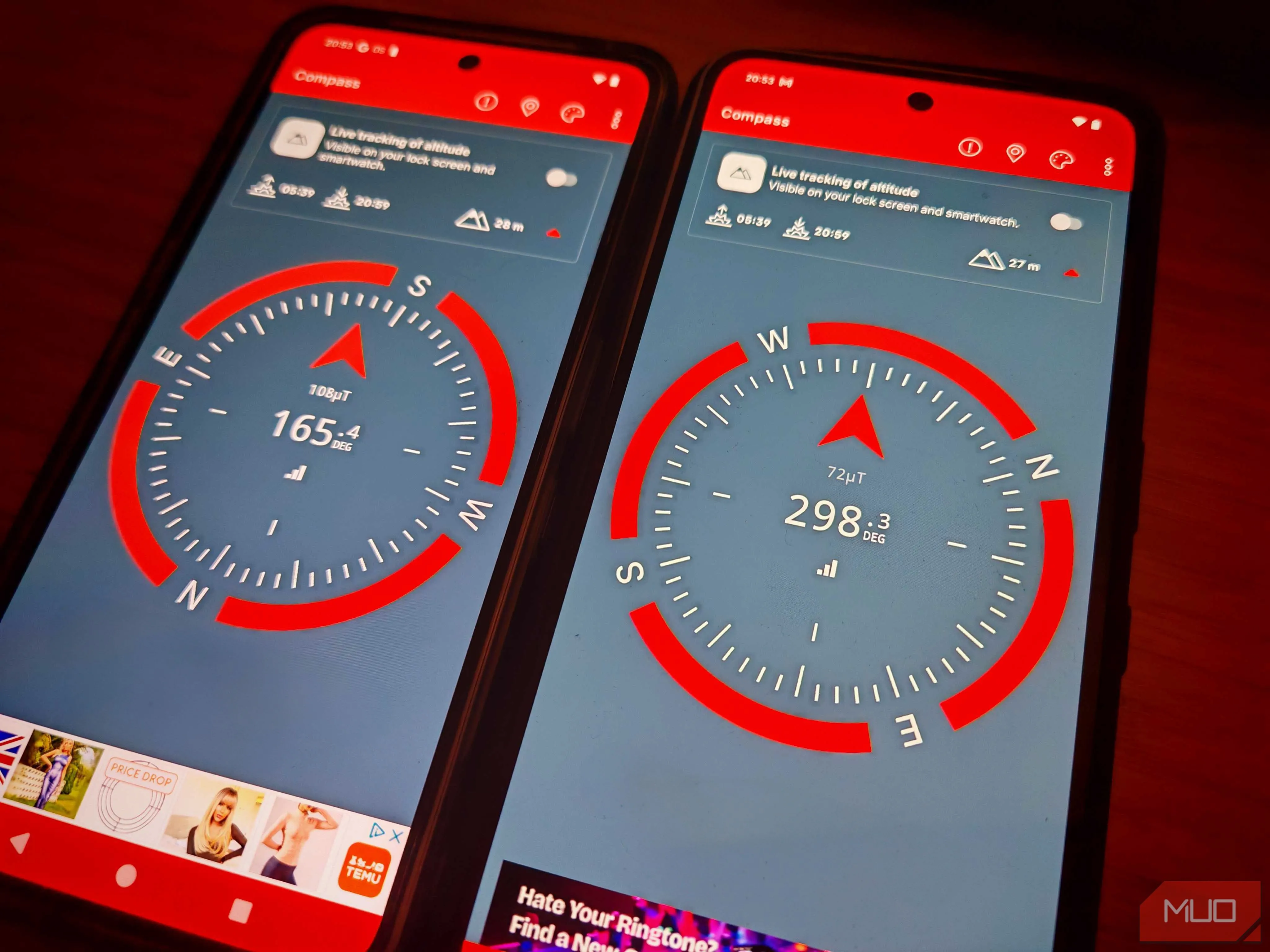So sánh kết quả la bàn trên hai điện thoại Nothing Phone (3a) và (3a) Pro