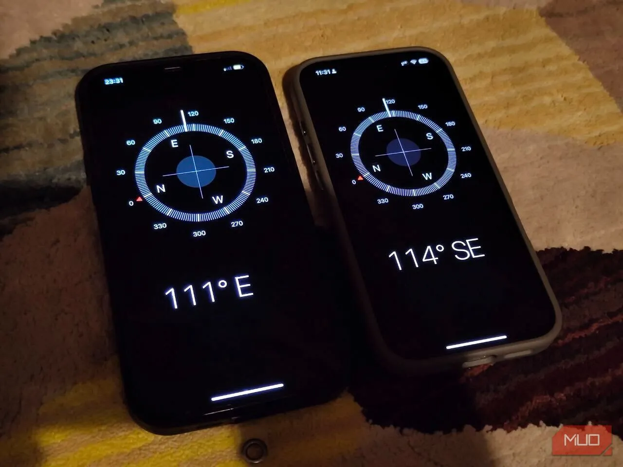 So sánh kết quả la bàn trên iPhone 12 Pro Max và iPhone 16 Pro