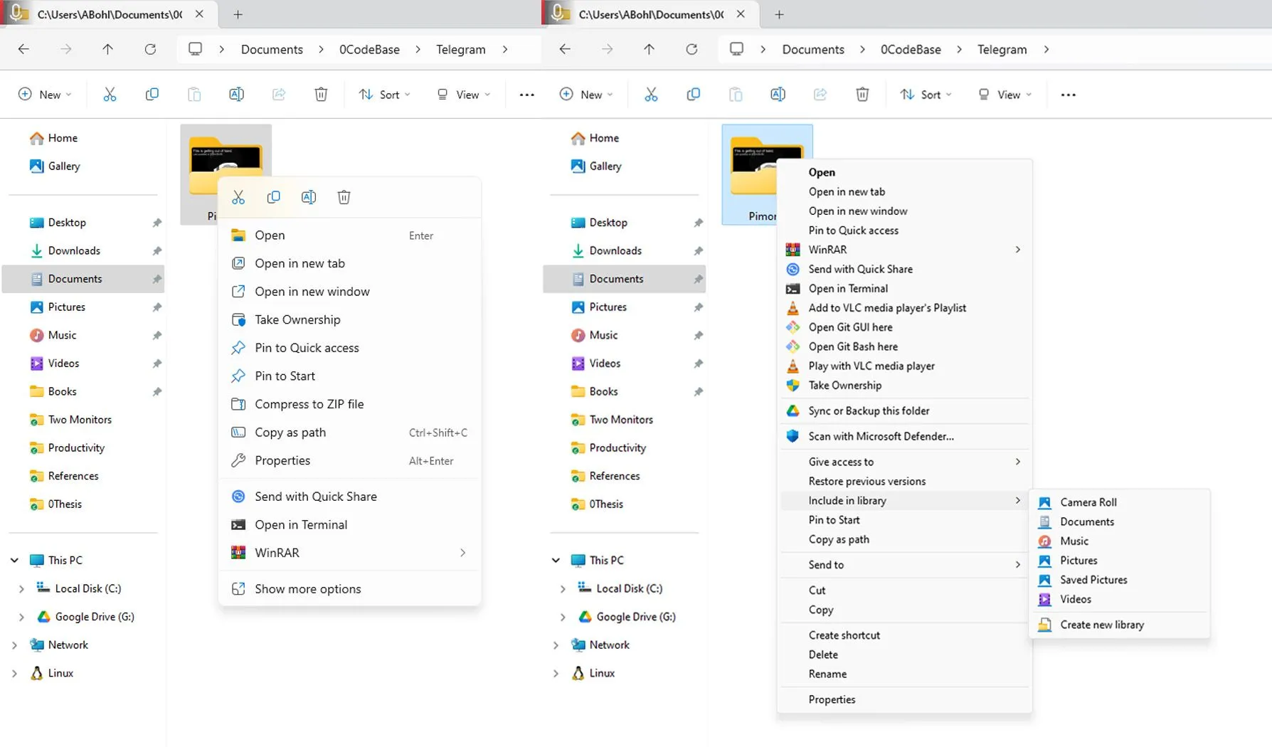 So sánh menu chuột phải của Windows 11 và menu chuột phải cổ điển trên Windows 10