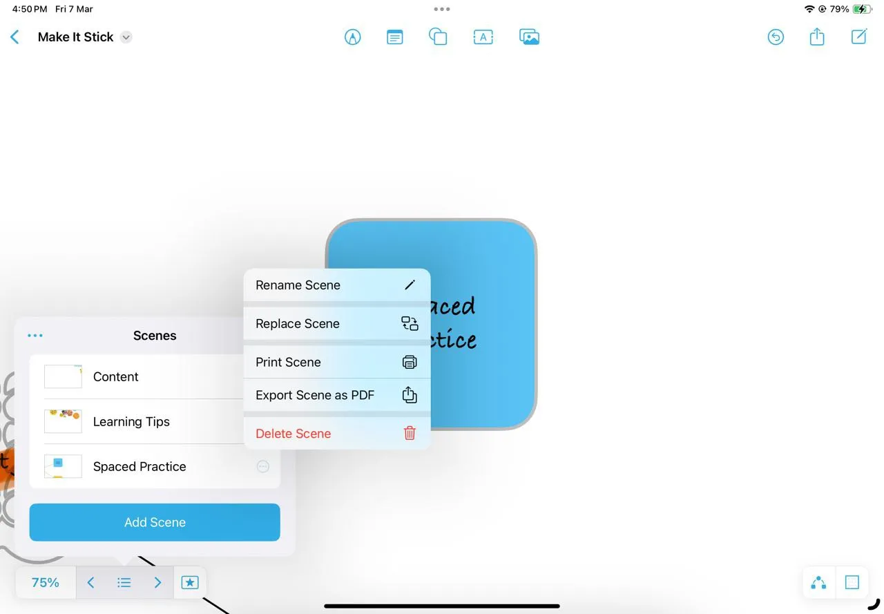 Sử dụng Freeform Scenes Navigator để nhảy giữa các điểm chính