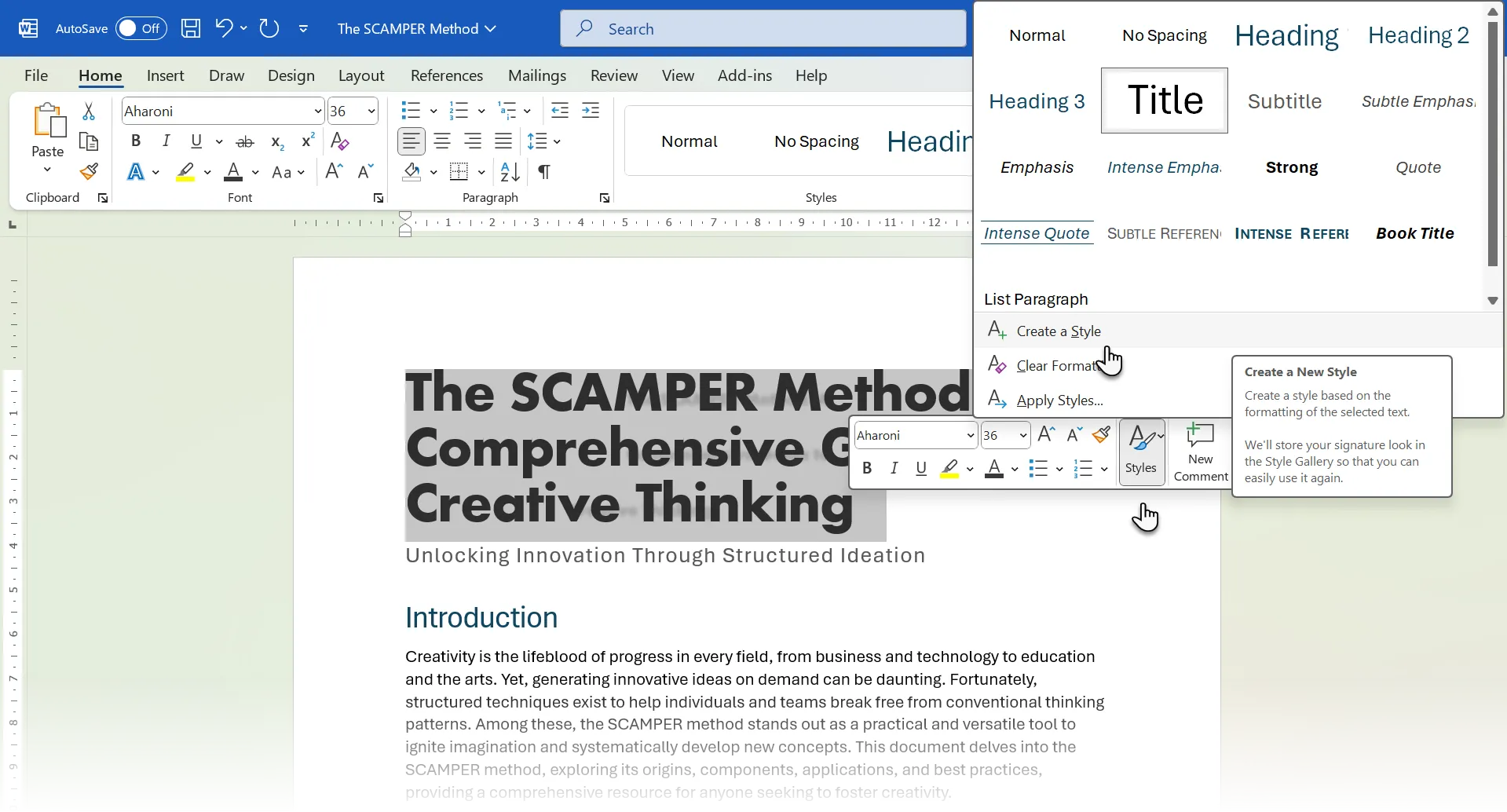 Tạo kiểu mới từ văn bản đã định dạng trong Microsoft Word