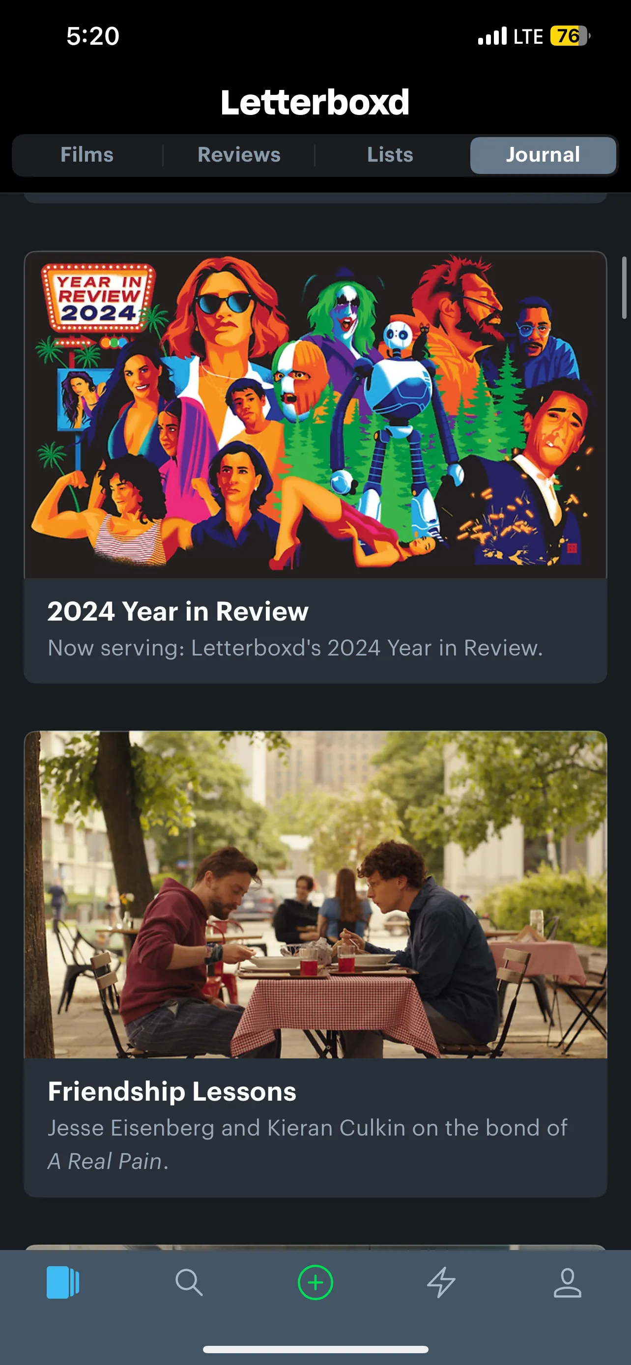 Tạp chí Letterboxd hiển thị các bài viết về điện ảnh