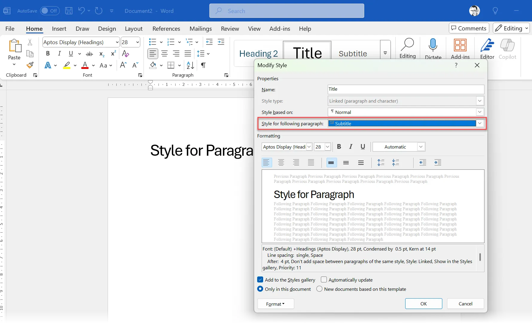 Thiết lập Kiểu Cho Đoạn Kế Tiếp (Style for Following Paragraph) trong Microsoft Word