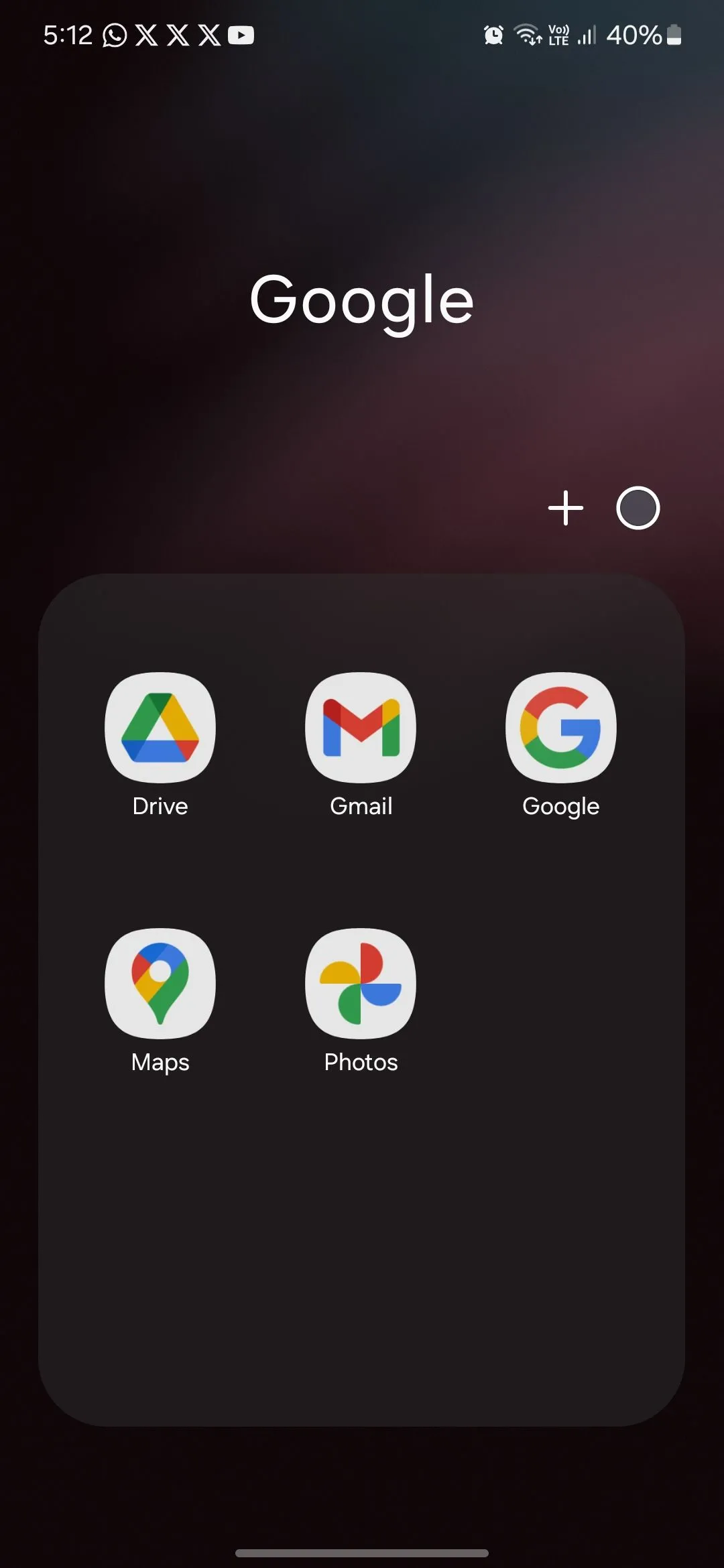 Thư mục ứng dụng mặc định mang tên Google trên điện thoại Samsung