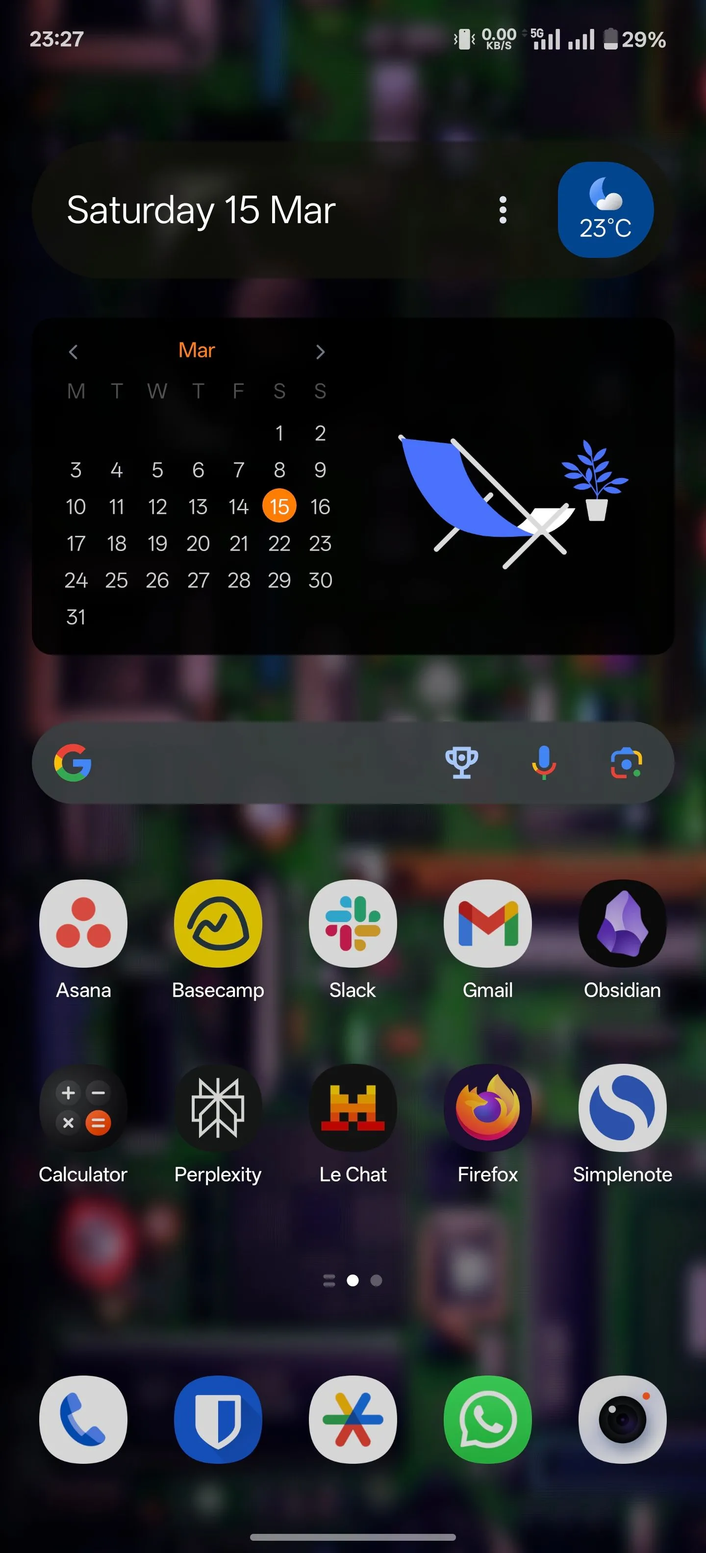Tiện ích Google Search trên màn hình chính điện thoại Android với nút phím tắt Thể thao đã được thêm.