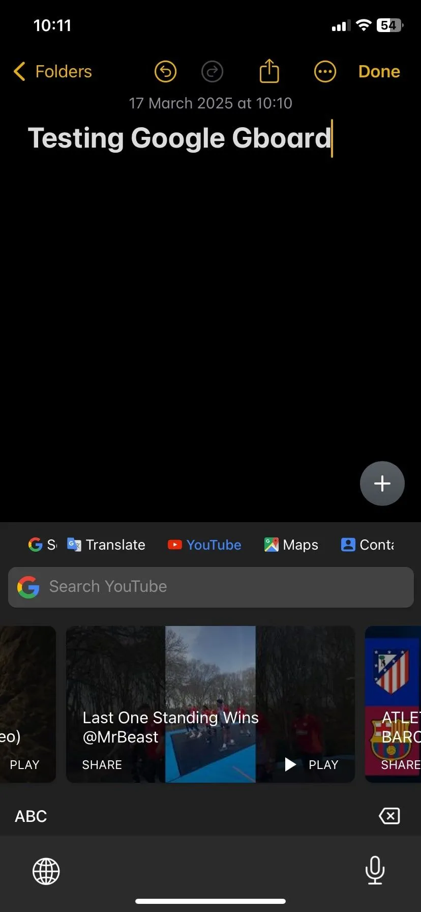 Tiện ích mở rộng YouTube hiển thị video gợi ý trên bàn phím Gboard