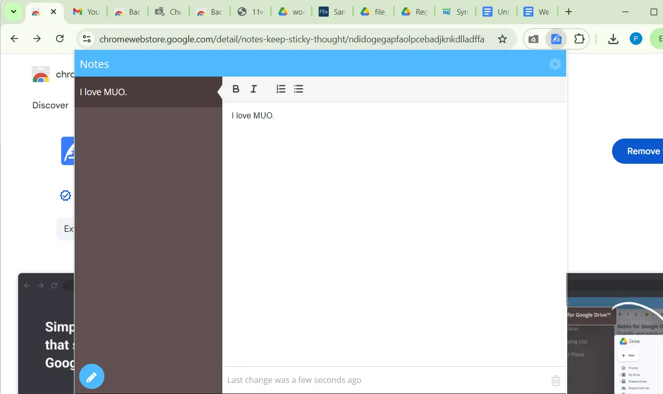 Tiện ích Notes cho phép tạo và xem các ghi chú nhanh chóng ngay trong trình duyệt Chrome