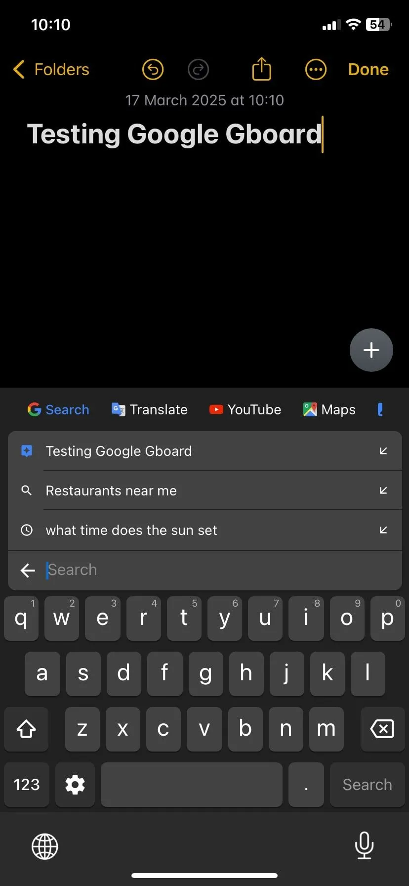 Tìm kiếm hiển thị gợi ý trên bàn phím Gboard
