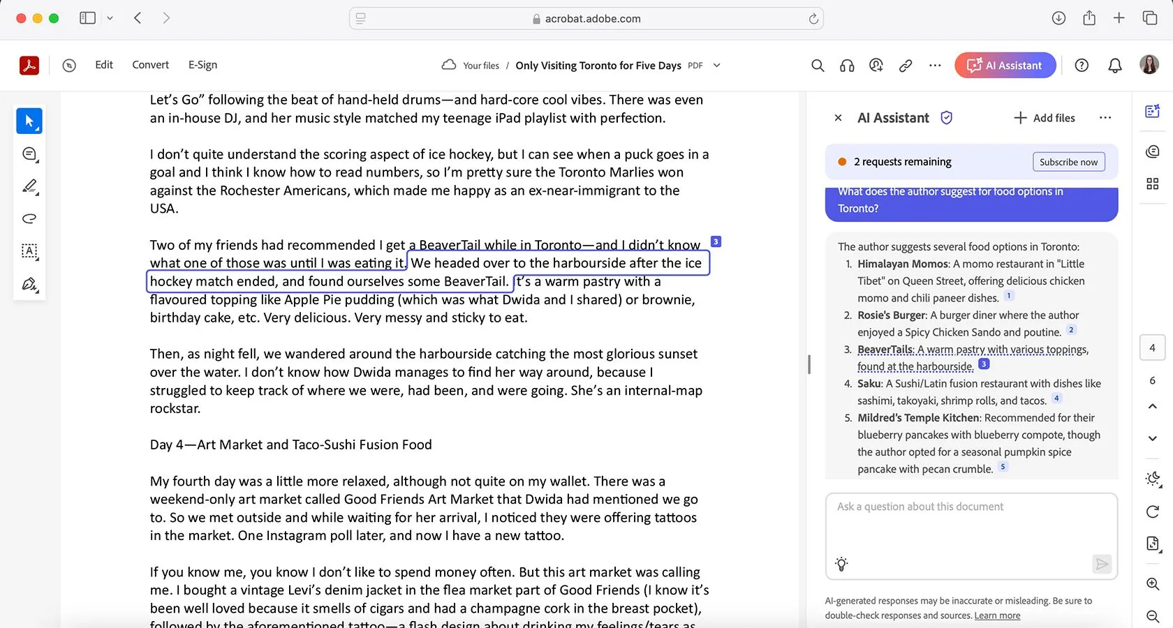 Tính năng trích dẫn nguồn rõ ràng của Adobe Acrobat AI Assistant, giúp người dùng dễ dàng xác minh thông tin AI cung cấp.