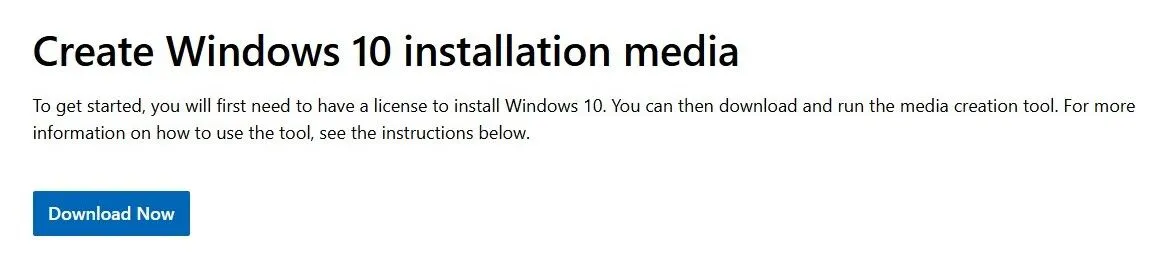 Trang tải công cụ tạo cài đặt Windows 10 Media Creation Tool
