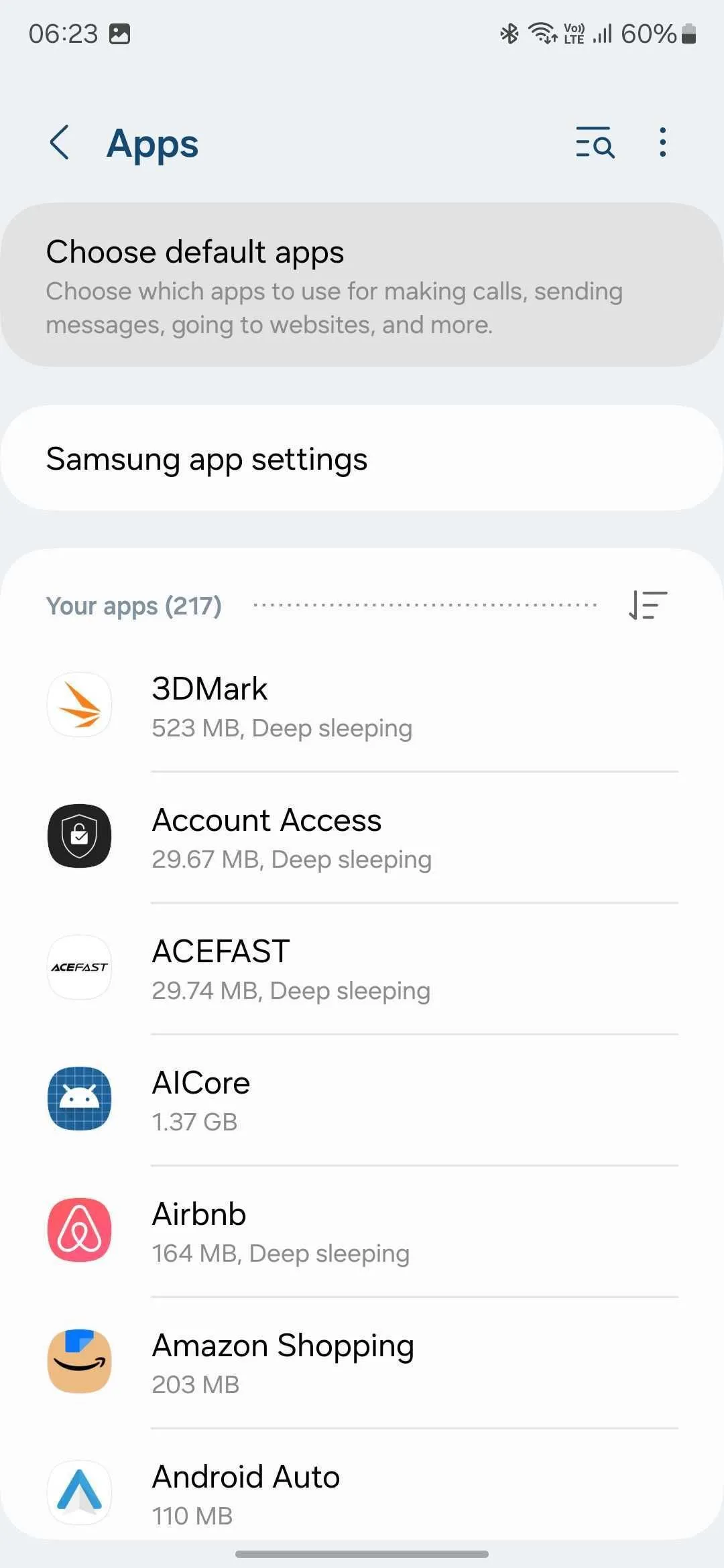Truy cập cài đặt Ứng dụng trên điện thoại Android, ví dụ Samsung Galaxy S24 Ultra.