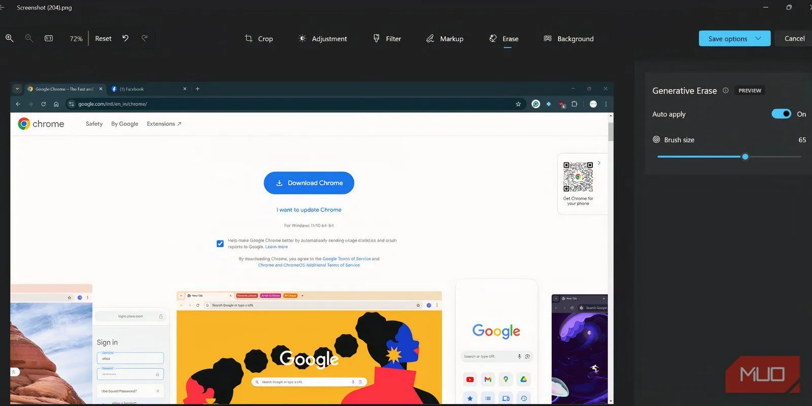 Tùy chọn Generative Erase trong trang chỉnh sửa của ứng dụng Photos