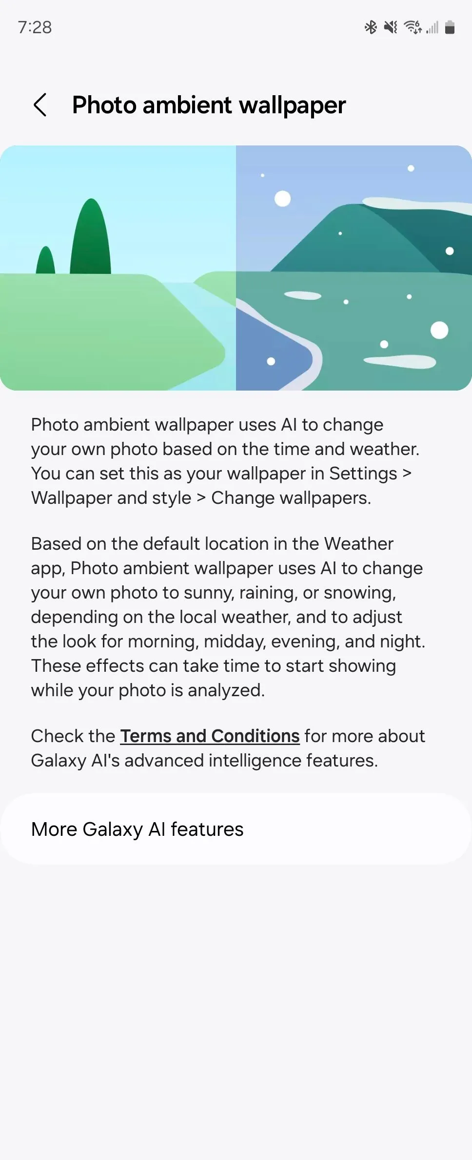Tùy chọn hình nền môi trường (Photo Ambient Wallpaper) được hỗ trợ bởi Galaxy AI, cá nhân hóa trải nghiệm người dùng.