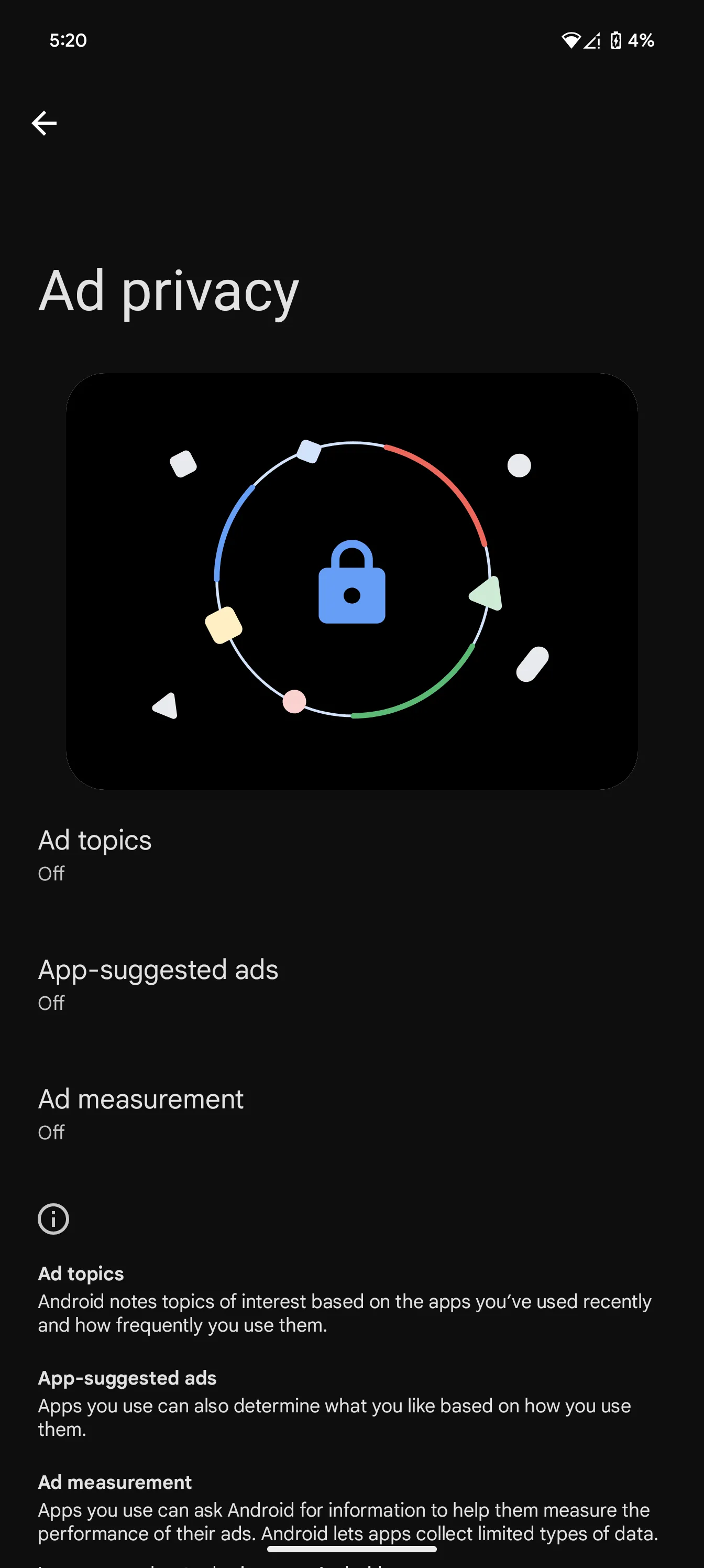 Tùy chọn tắt quảng cáo cá nhân hóa trong cài đặt Android