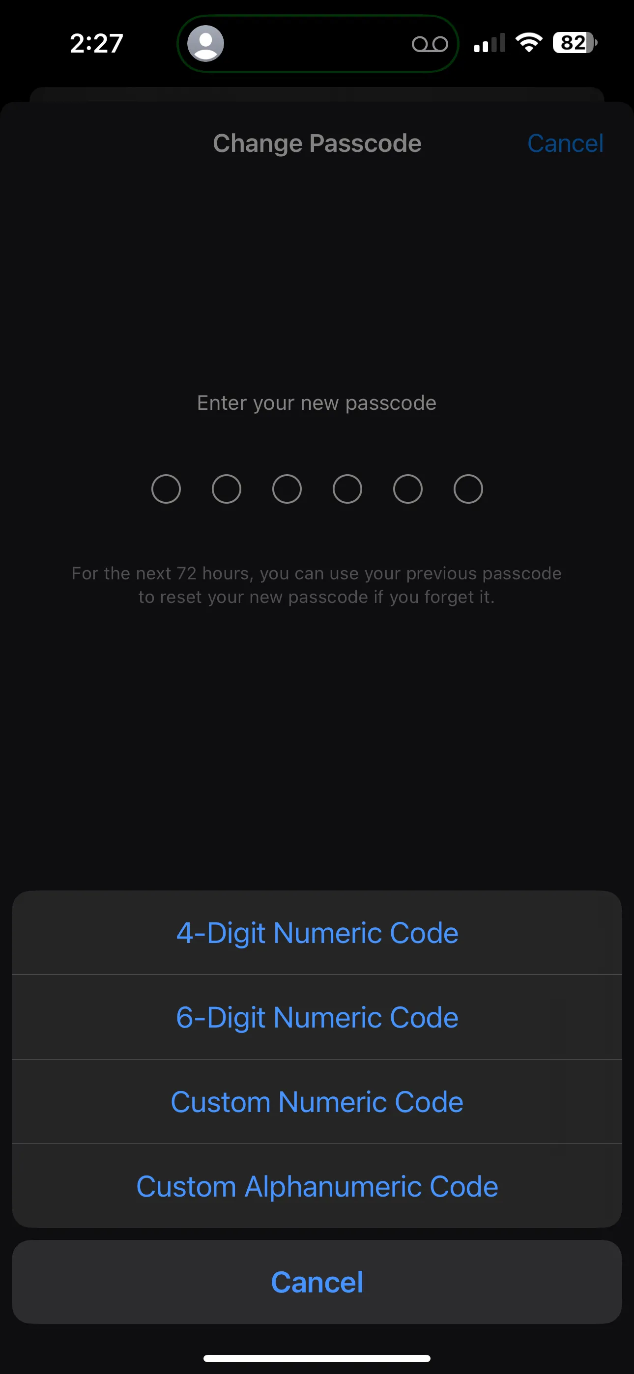 Tùy chọn thay đổi mật mã thành mã chữ số tùy chỉnh trên iPhone