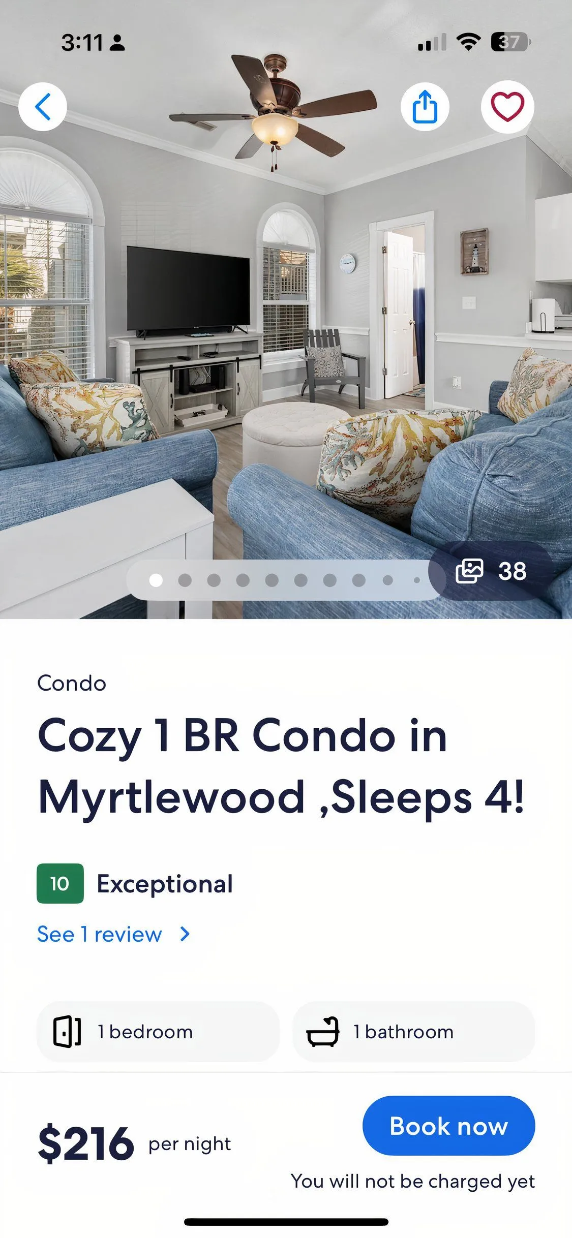 Ví dụ về một danh sách cho thuê trên ứng dụng VRBO