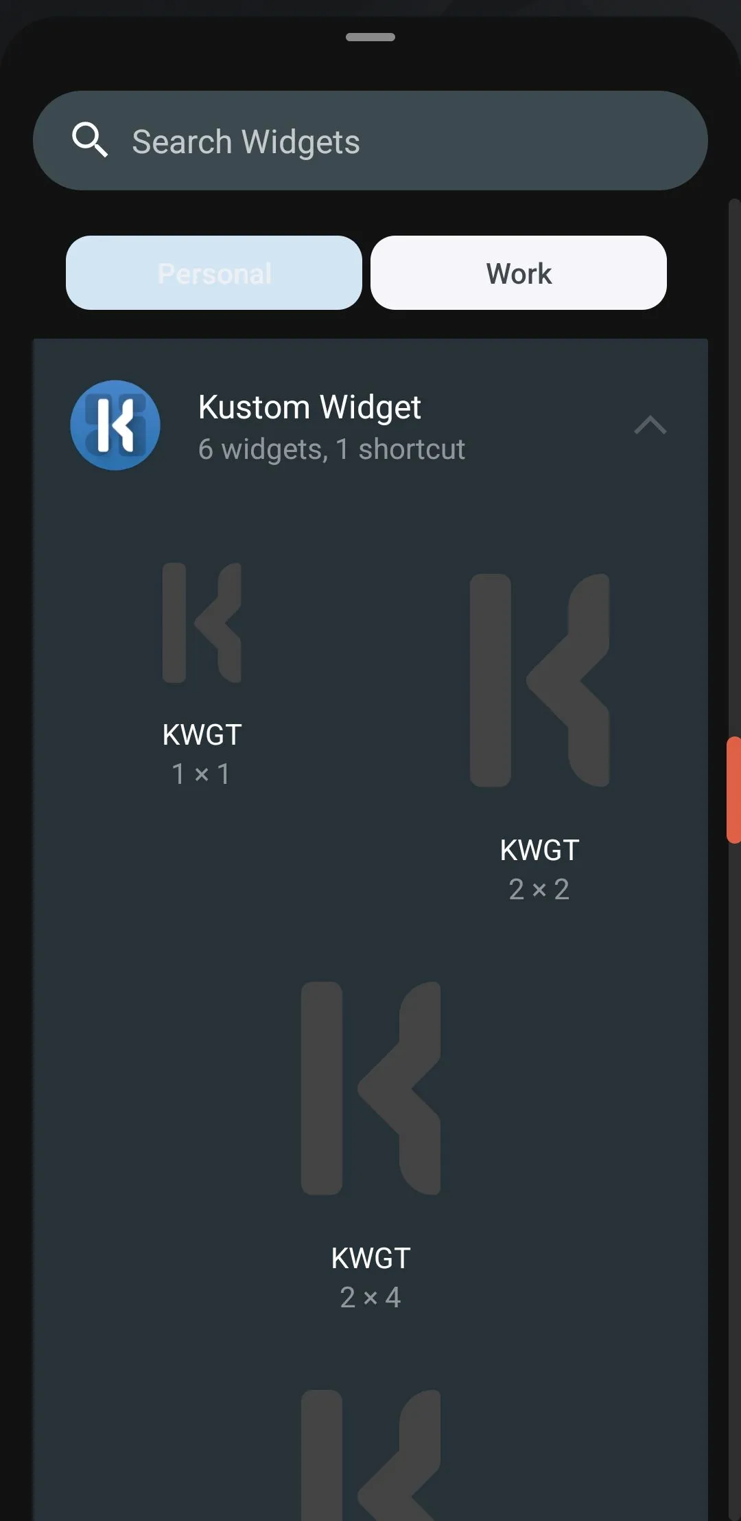 Widget KWGT trên màn hình Android