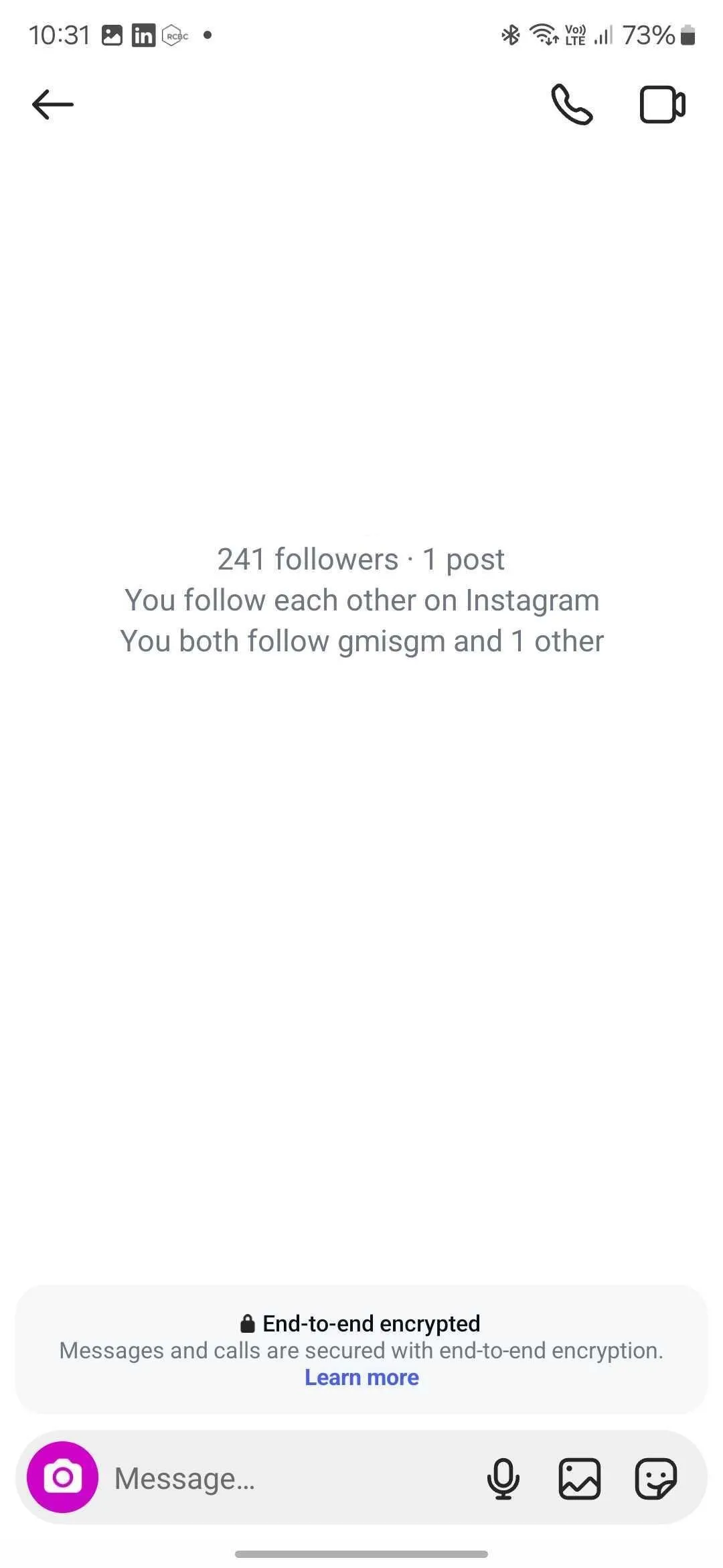 Xác nhận cuộc trò chuyện Instagram DM đã bật mã hóa đầu cuối
